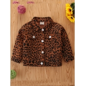 Lovely Trendy Shirt Collar Leopard Print Coffee Gi