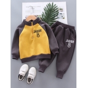 Lovely Sportswear Letter Print Patchwork Yellow Bo