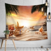 Lovely Beach Sunset Print Patchwork Multicolor Wal