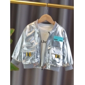 Lovely Street Letter Print Pocket Design Silver Bo