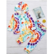 Lovely Casual Tie Dye Patchwork Drawstring Multico