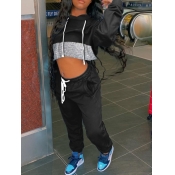 Lovely Casual Hooded Collar Patchwork Drawstring B