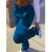 Lovely Casual Side Pocket Blue Pants