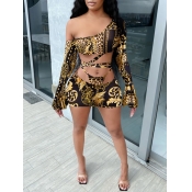 Lovely Sexy One Shoulder Bandage Design Leopard Pr