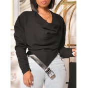 Lovely Stylish Dropped Shoulder Sleeve Asymmetrica