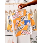 Lovely Street Letter Print Patchwork Yellow Boy Sh