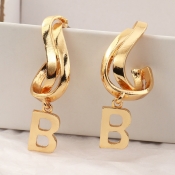 Lovely Letter Hollow-out Design Gold Earring