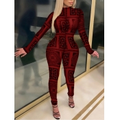 LW SXY Casual Half A Turtleneck Print Dull Red One