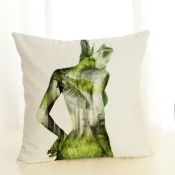 Lovely Print Green Decorative Pillow Case