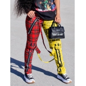 LW Plaid Print Zipper Design Pants