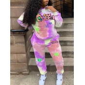 Lovely Casual Hooded Collar Tie Dye Gradient Purpl