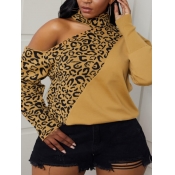 Lovely Trendy Leopard Print Patchwork Hollow-out P