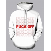 Lovely Casual Hooded Collar Letter Print White Men