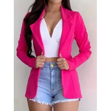 

LW BASICS Work Turndown Collar Long Sleeve Rose Red Blazer