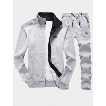 

LW Men Pocket Design Drawstring Light Pants Set, Light grey
