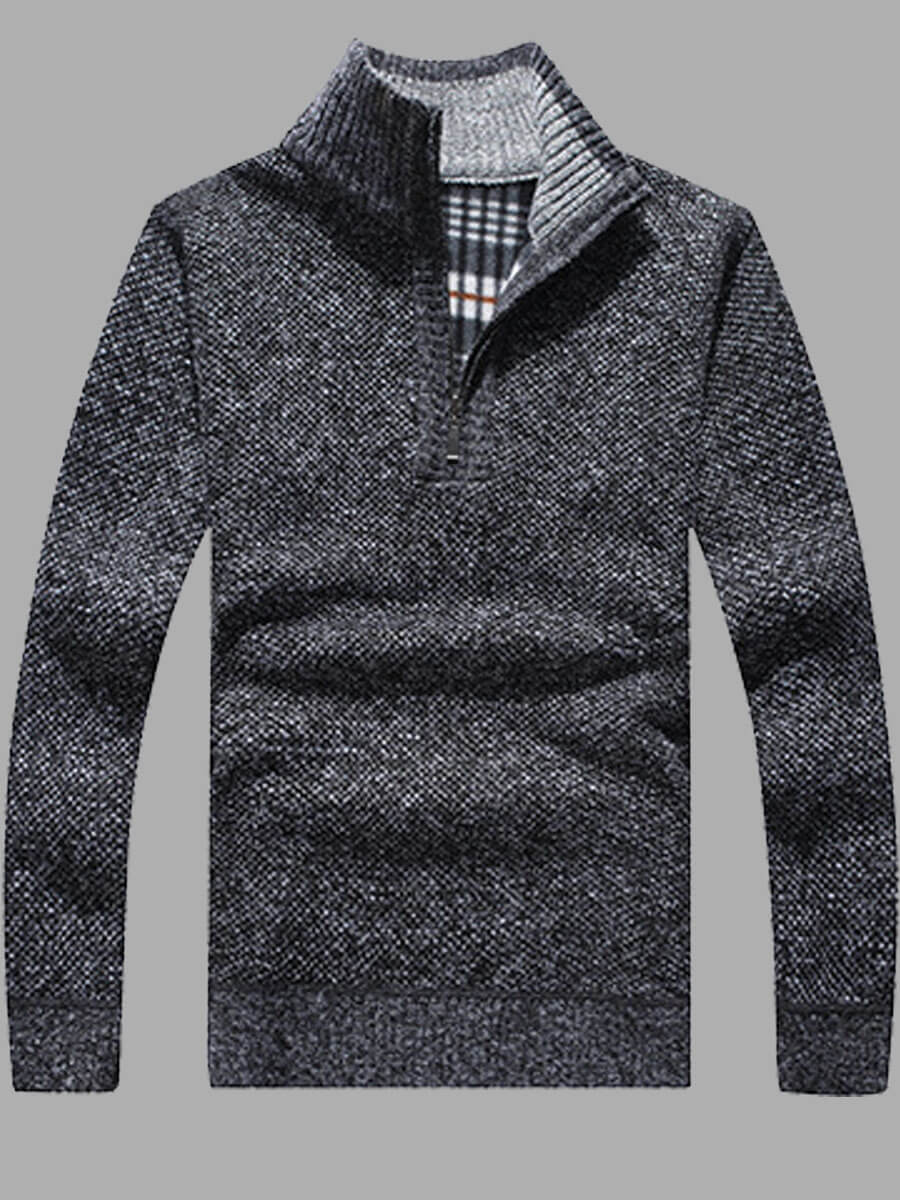 

Lovely Trendy Mandarin Collar Zipper Design Dark Grey Men Sweater