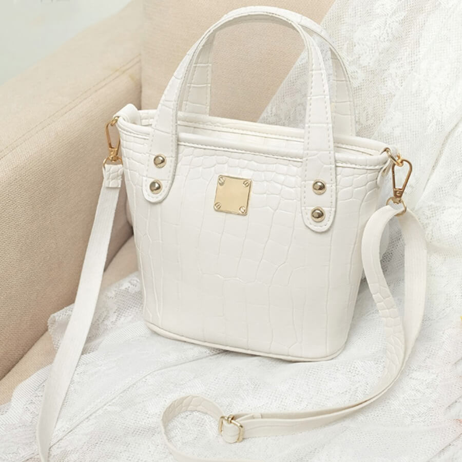 LW Faux Leather Striped Print Crossbody Bag