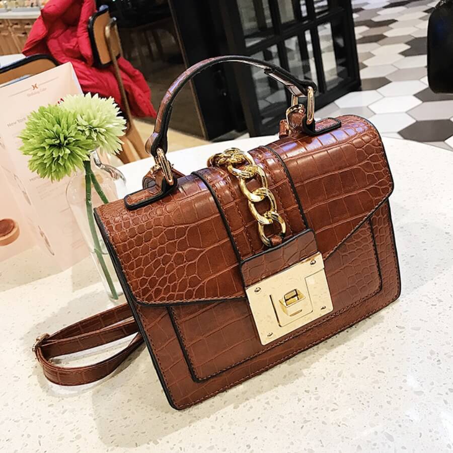 

Lovely Formal Metal Accessories Decoration Brown Crossbody Bag