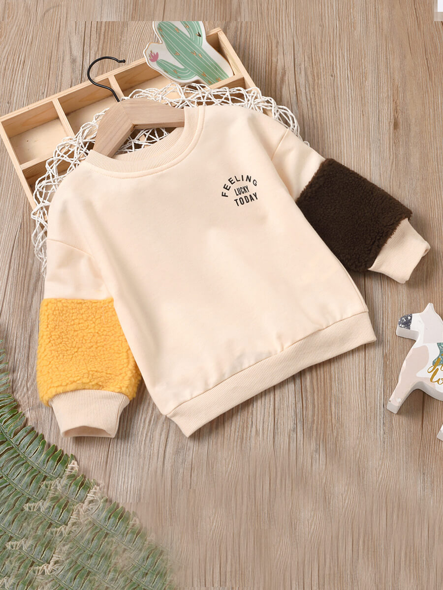 

Lovely Casual Letter Print Color-lump Patchwork Khaki Girl Hoodie