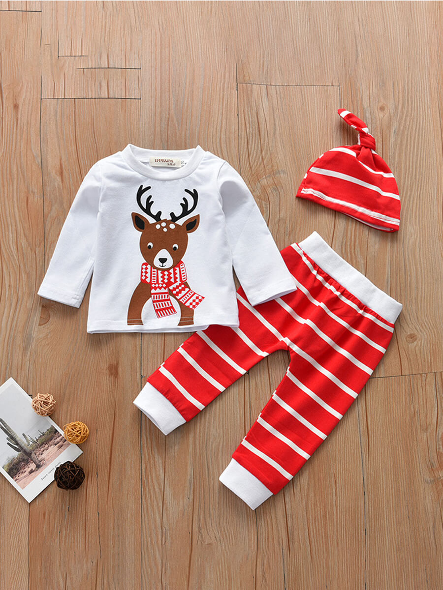 

Lovely Casual O Neck Striped Print White Girl Two Piece Pants Set