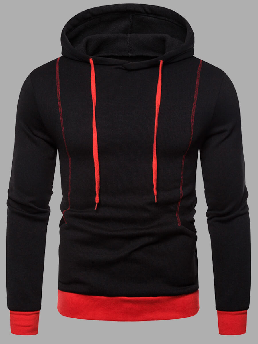 

Lovely Trendy Hooded Collar Striped Black Men Hoodie