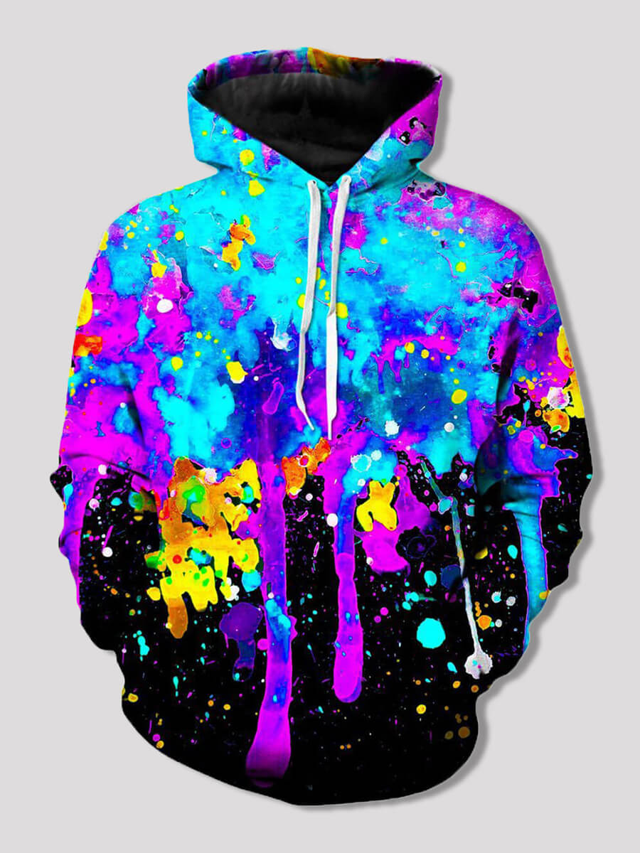 LW Lovely Street Graffiti Print Patchwork Multicolor Boy Hoodie