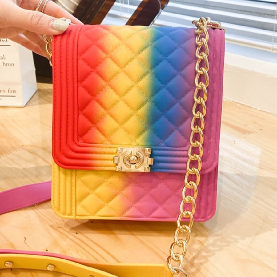 

Lovely Casual Color-lump Metal Accessories Decoration Multicolor Crossbody Bag, Multi