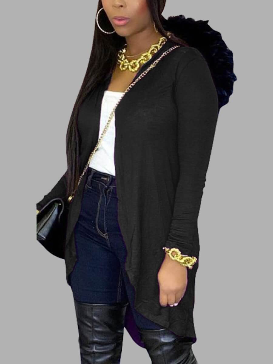 

Lovely Casual Hooded Collar Hollow-out Black Hoodie Outerwear