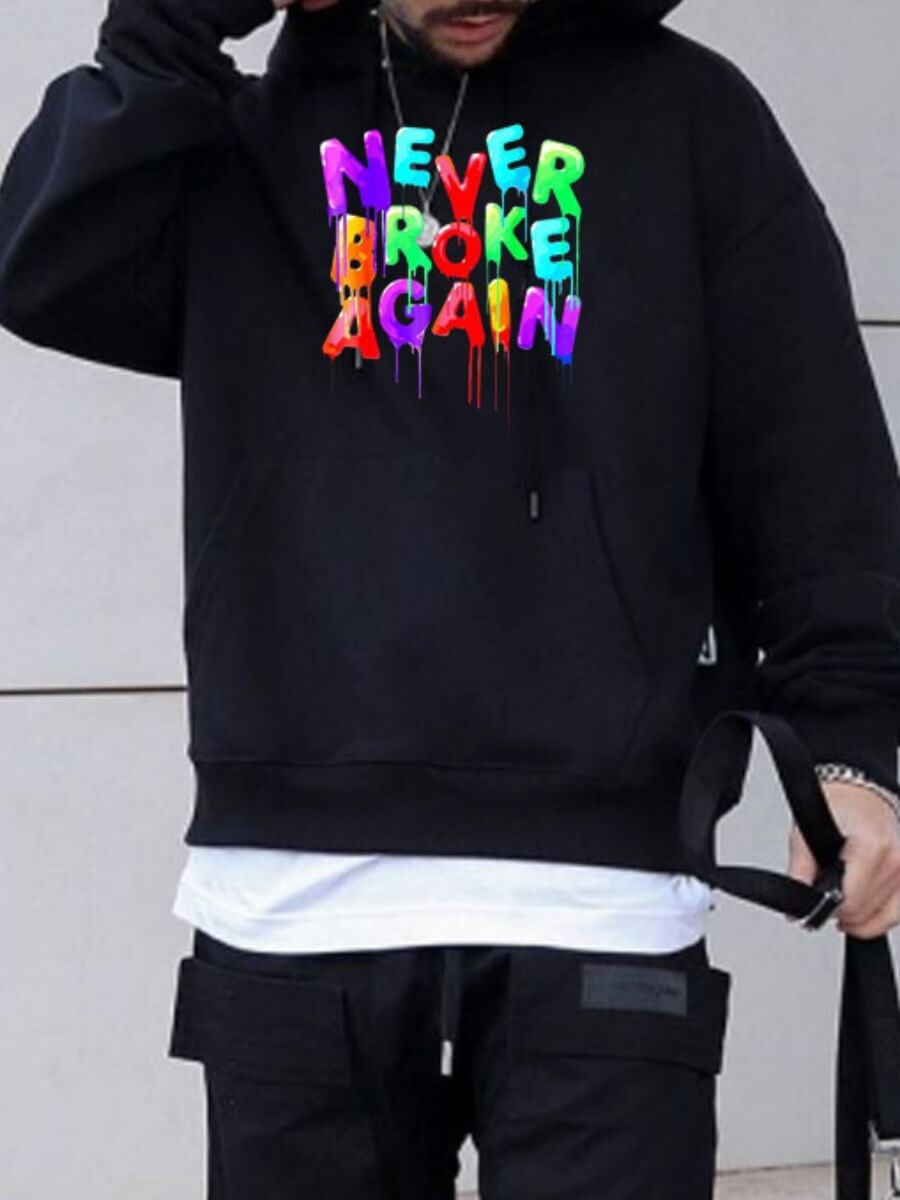 

Lovely Casual Hooded Collar Letter Print Black Men Hoodie