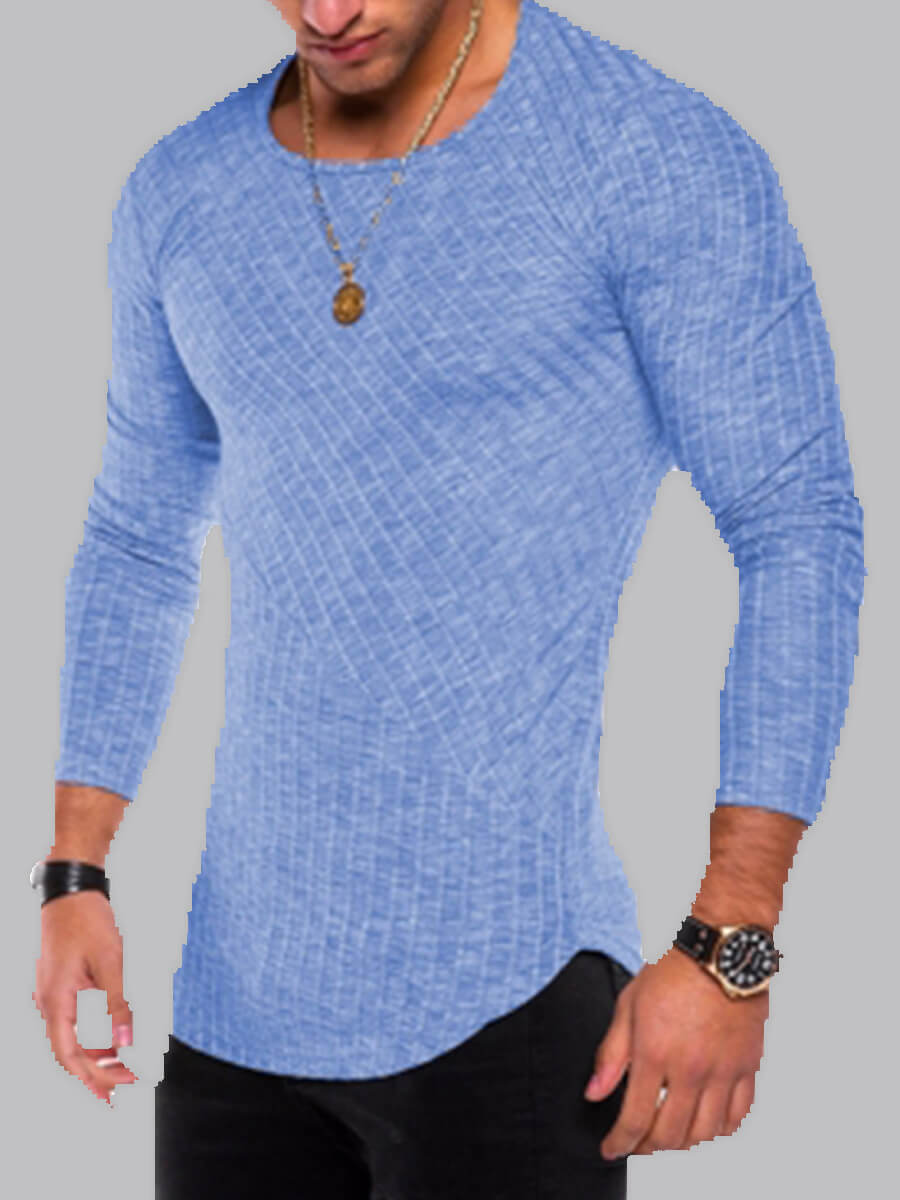 

Lovely Casual O Neck Asymmetrical Blue Men T-shirt