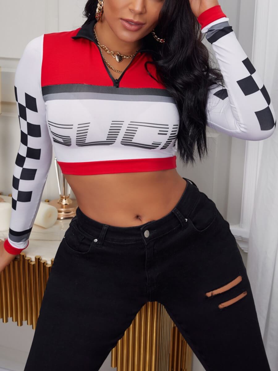 

Lovely Chic Geometric Print Crop Top White T-shirt
