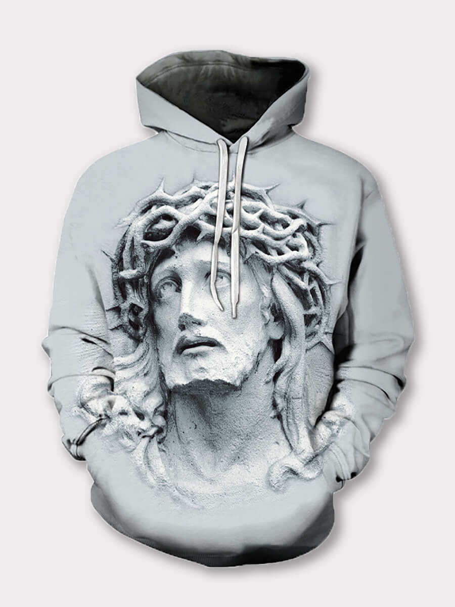 

Lovely Street Sculpture Print Kangaroo Pocket Grey Boy Hoodie