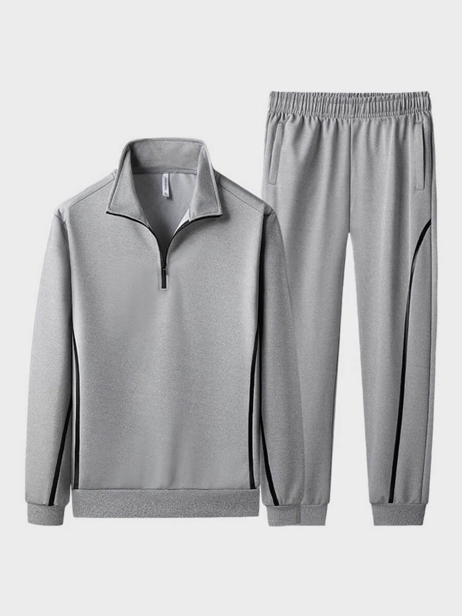 

Lovely Casual Turndown Collar Light Grey Men Two Piece Pants Set