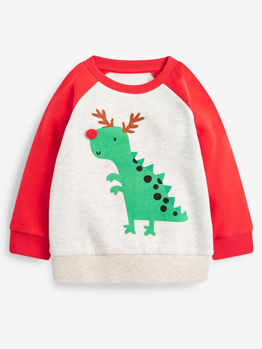 

Lovely Casual O Neck Print Patchwork Red Boy Hoodie