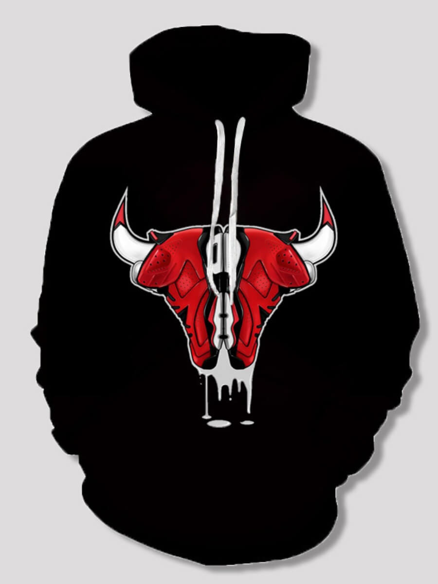 

Lovely Casual Hooded Collar Print Drawstring Design Black Boy Hoodie