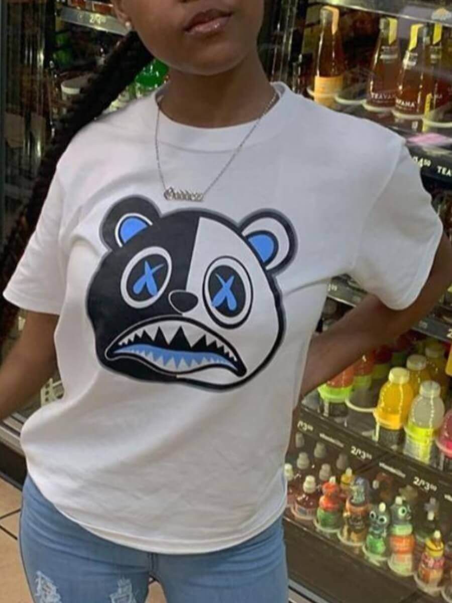 

Lovely Casual O Neck Letter Print Black T-shirt