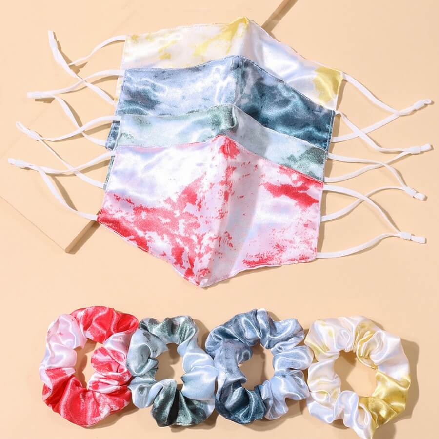 

Lovely Casual Tie-dye Multicolor Face Mask(With Hair Band, Multi
