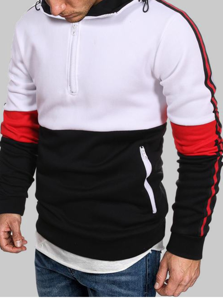 

Lovely Men Casual Hooded Collar Print Baby Blue Hoodie, White