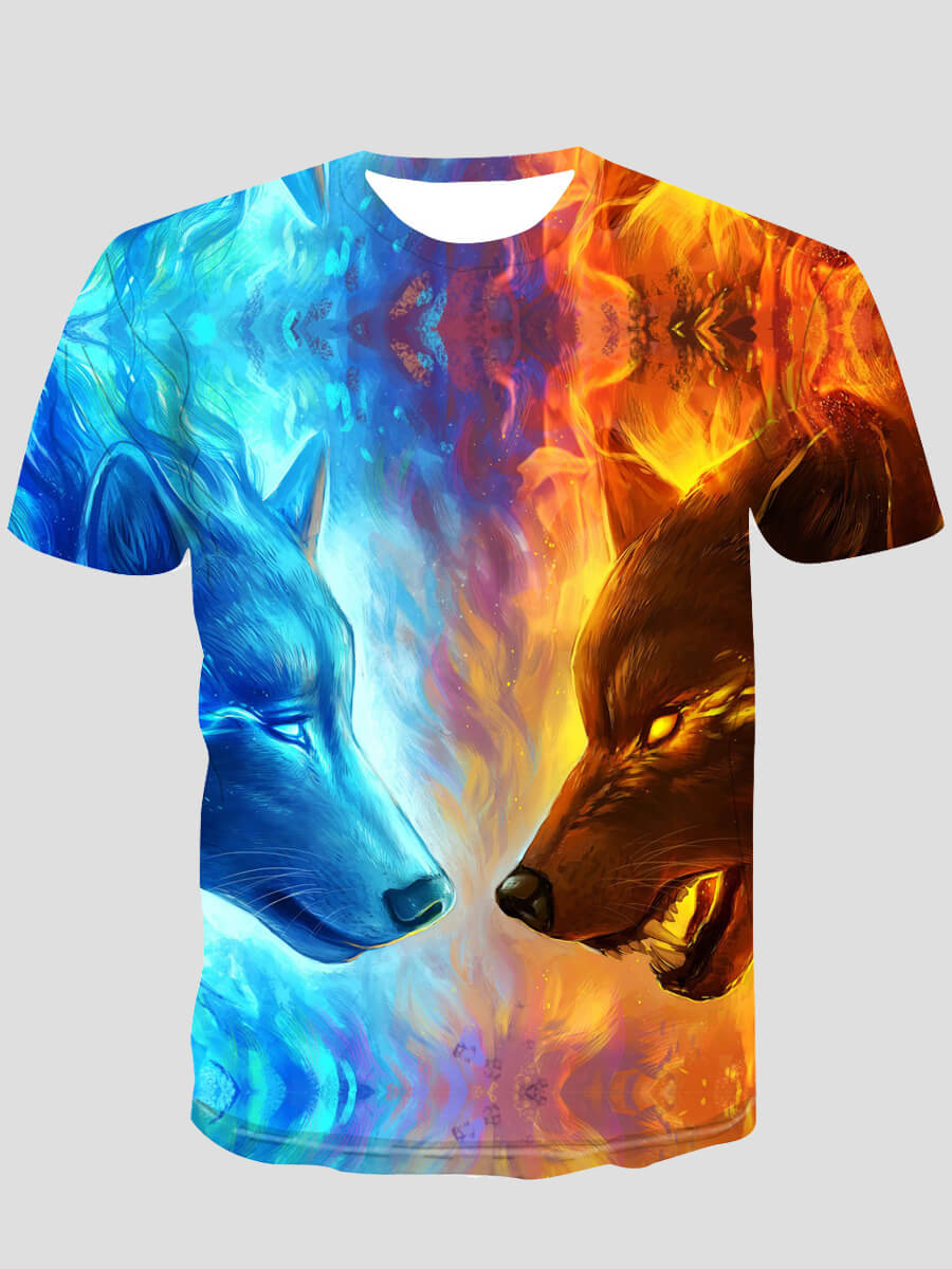 

Lovely Men Casual O Neck Animal Print Multicolor T-shirt, Multi