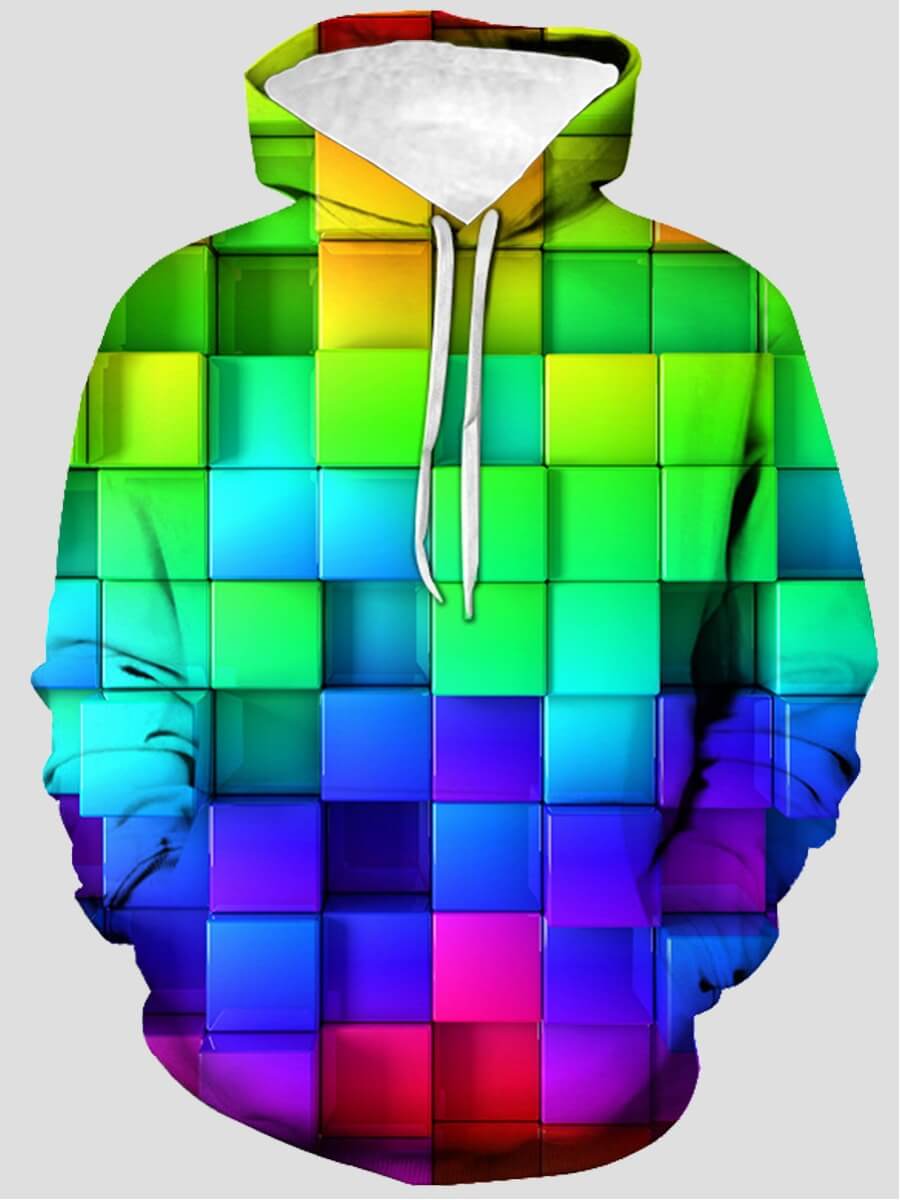 

Lovely Casual Hooded Collar Color-lump Patchwork Multicolor Men Hoodie, Multi