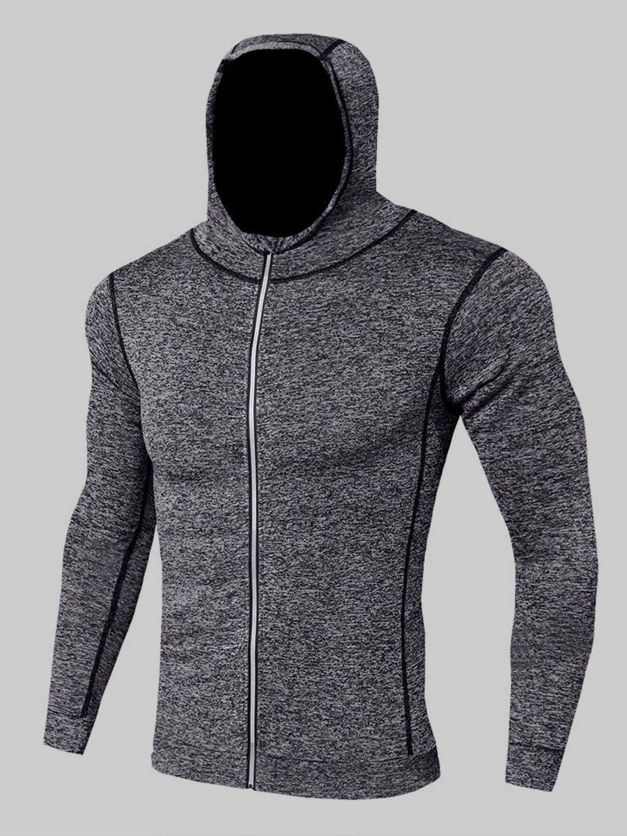 

Lovely Sportswear Hooded Collar Striped Grey Men Coat