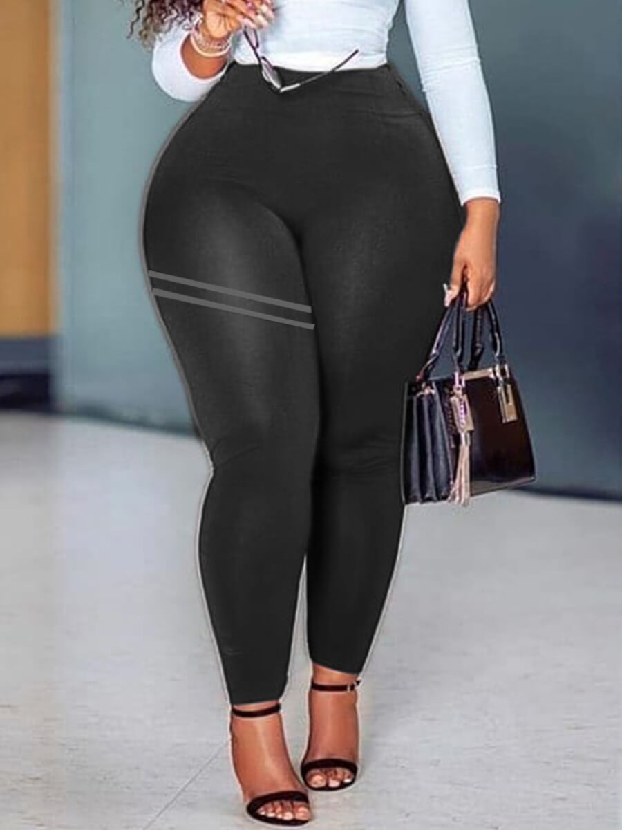 

Lovely Sportswear High-waisted Striped Black Leggings