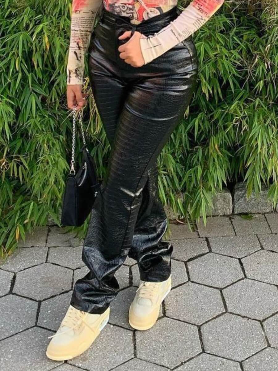 

Lovely Street Mid Waist Elastic Black Pants