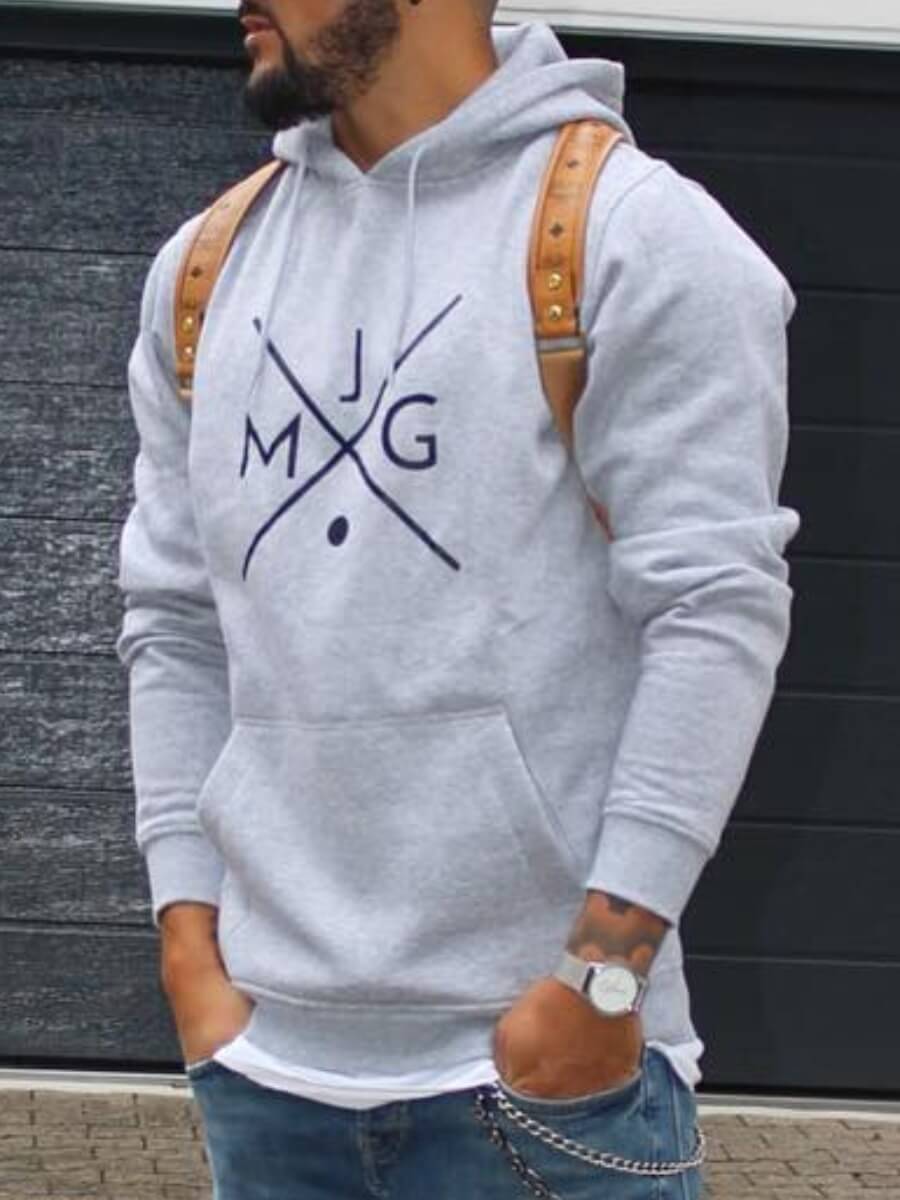 

Lovely Casual Hooded Collar Letter Print Grey Men Hoodie