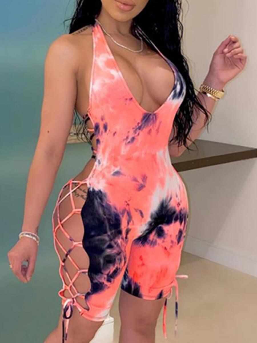 

Lovely Party Backless Bandage Hollow-out Design Red One-piece Romper
