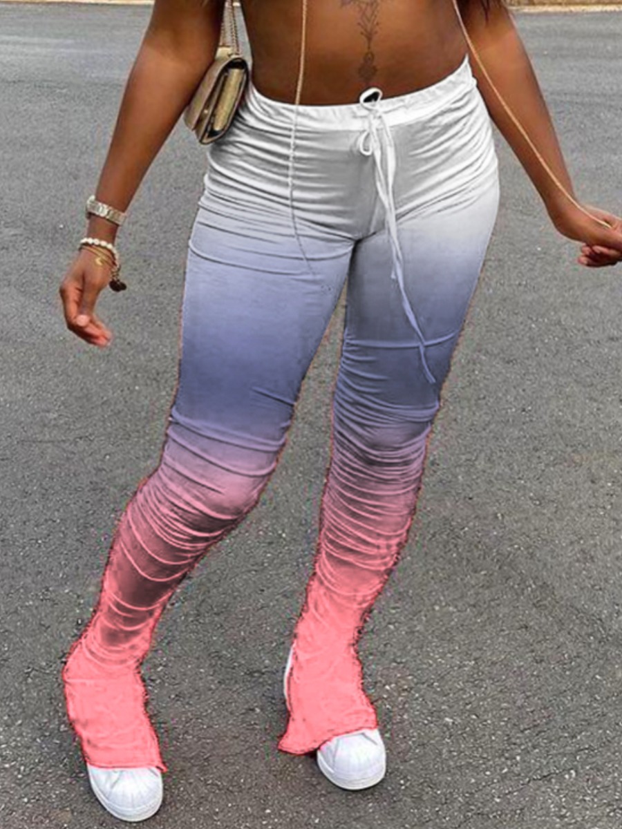 

Lovely Casual Gradient Fold Design Drawstring Pants