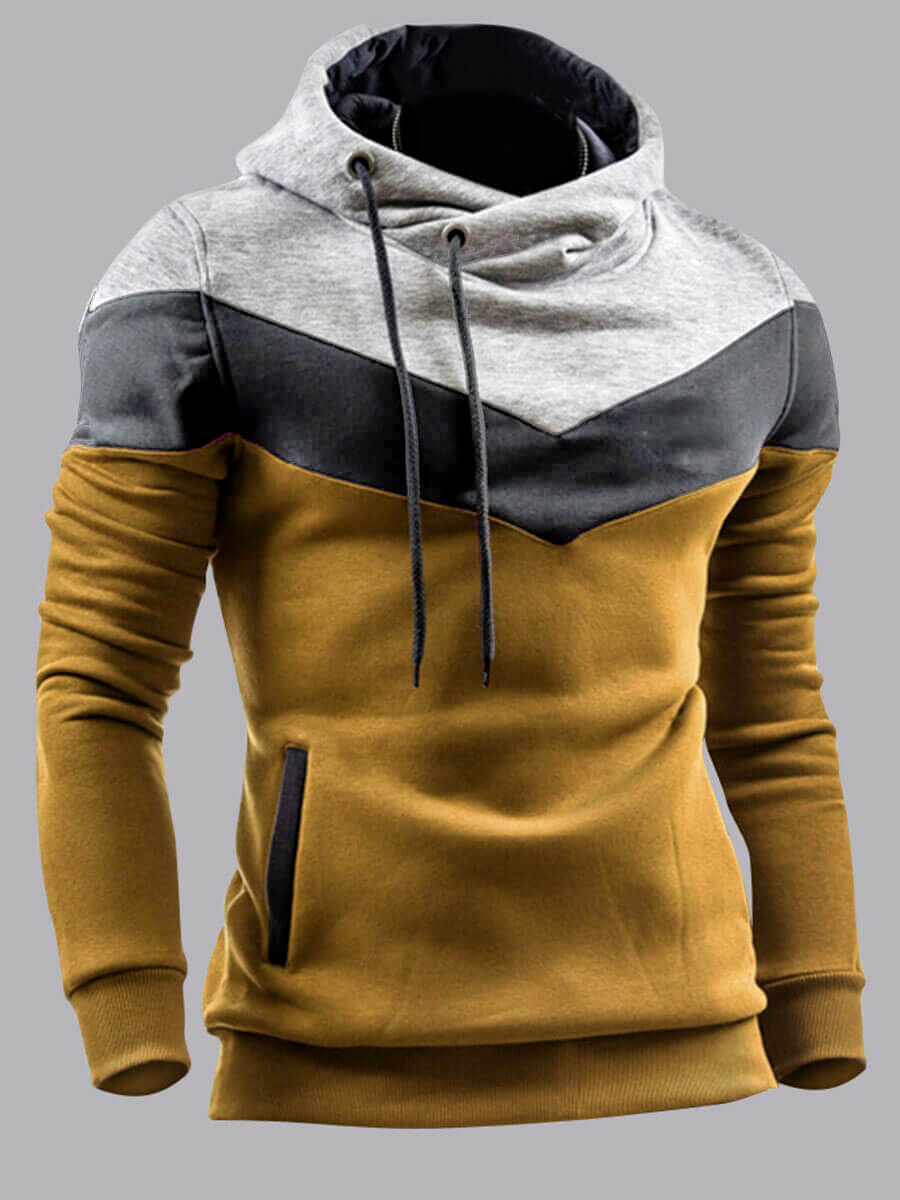 

Lovely Men Casual Color-lump Pocket Design Light Tan Hoodie