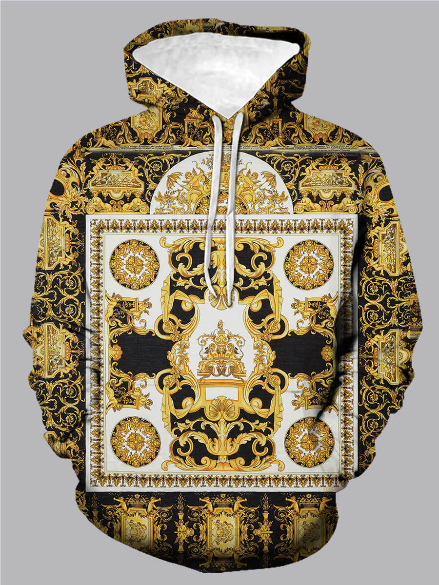 

Lovely Street Hooded Collar Print Multicolor Men Hoodie, Multi