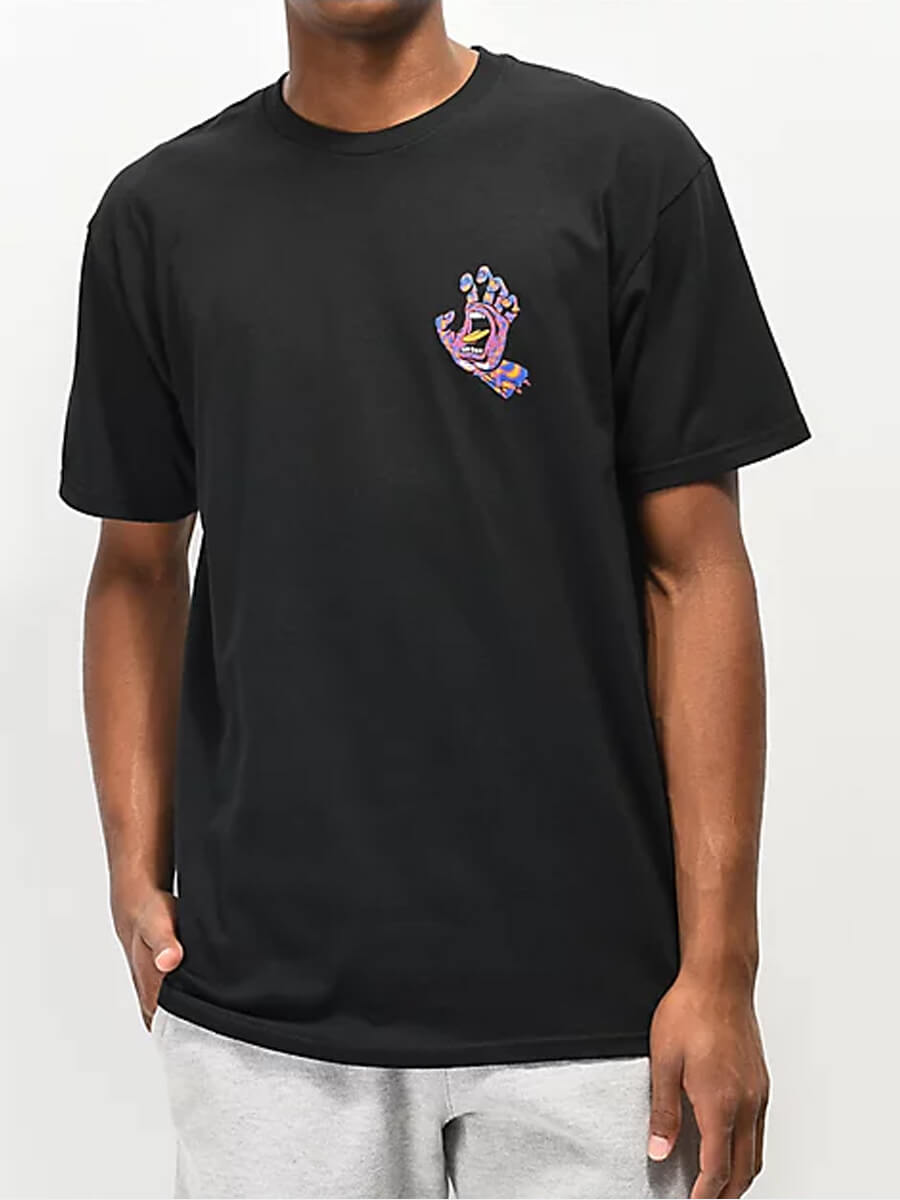 

LW Men Casual O Neck Print Black T-shirt