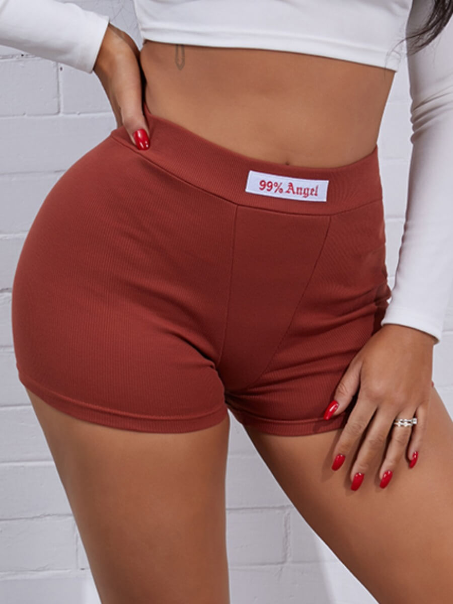 

Lovely Casual Mid Waist Elastic Skinny Brown Shorts